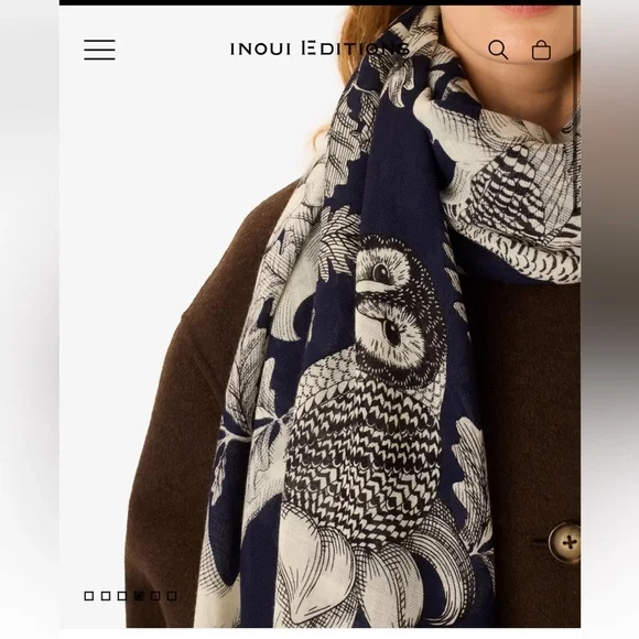NWT Inoui Editions Archimede Owls in Tree Wool Scarf - Picture 5 of 7